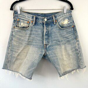 Levi's 501 Mens Button‎ Fly Cuttoff Denim Shorts Size 30 Mid Thigh Raw Hem R Tab